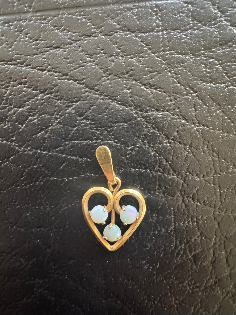 Gold Heart Pendant with Opal Accents